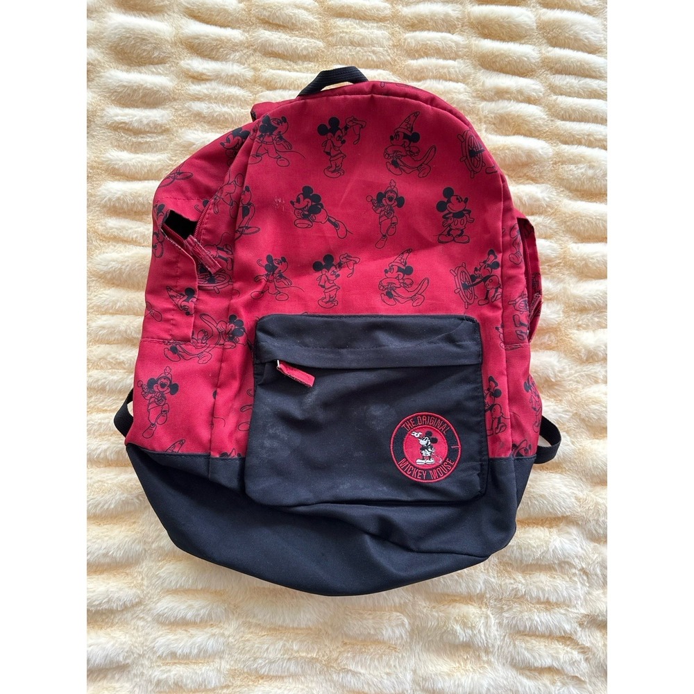 Disney Mickey Mouse Backpack Black Red Classic Character School Travel Bag